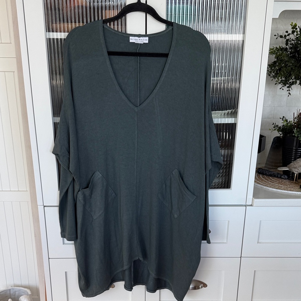 Bryn Walker slate oversize V-Neck Tunic